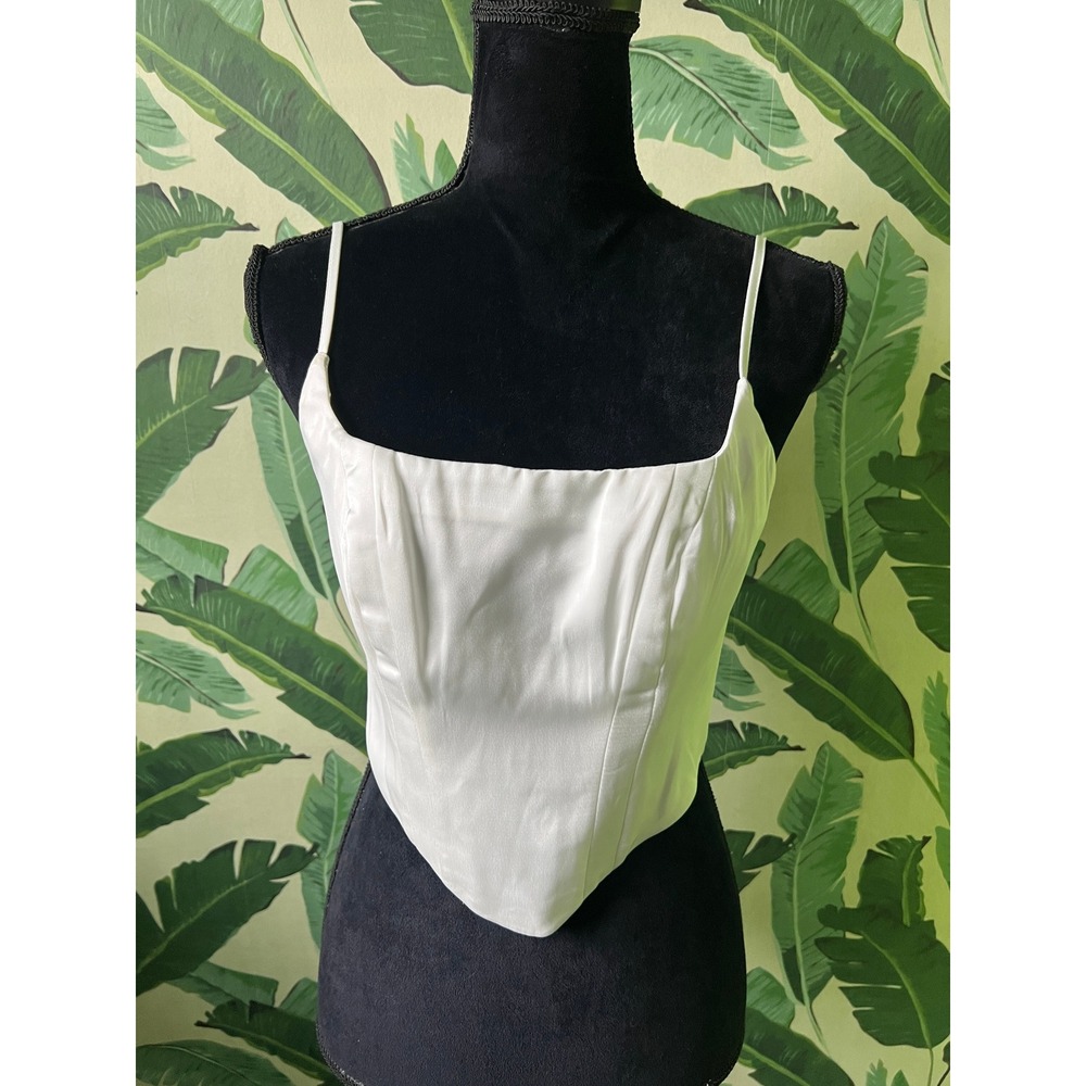ASTR The‎ Label Satin Corset Camisole Top Women Small White